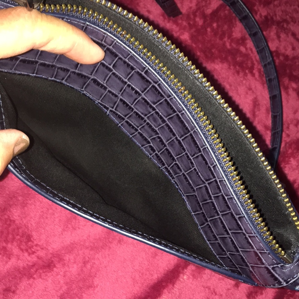 Rebecca Minkoff gray blue exotic Croc embossed Mini Mac crossbody - Picture 7 of 13